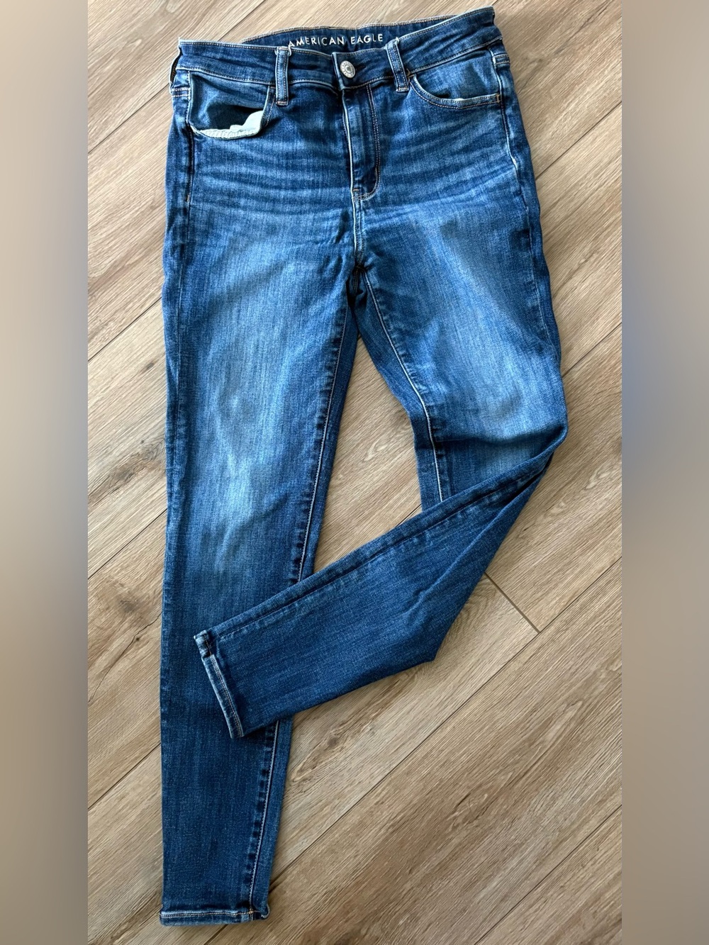 AMERICAN EAGLE NEXT LEVEL STRETCH WOMENS DENIM BLUE JEANS, SIZE 8 REGULAR